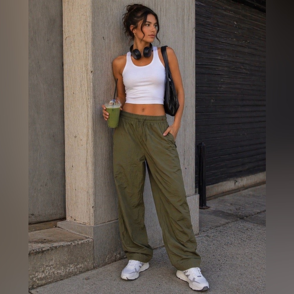 Zara Olive Green Women’s  Elastic-Waist Pants